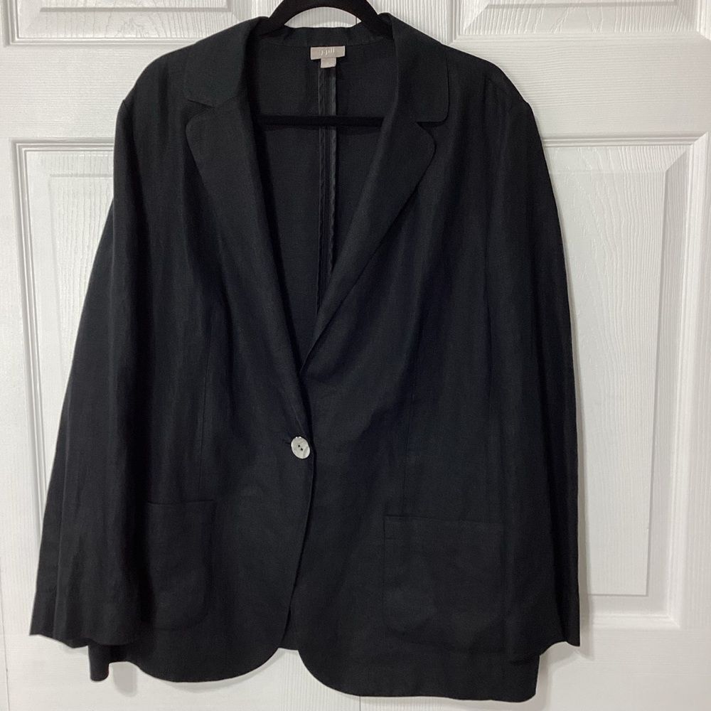 Classic Black Women's Blazer Jacket - Lightweight Single-Button
